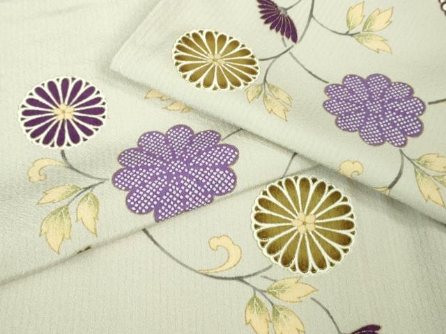 平和屋着物■極上　小紋　菊唐草文　亜麻色地　金彩　逸品　未使用　DZAA7943kh5