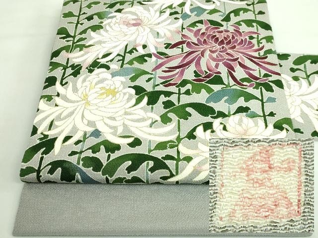 平和屋本店■超希少　東京友禅　久呂田明功　九寸名古屋帯　乱菊　灰色地　金彩　鬼しぼ縮緬　逸品　DZAA7958kh5