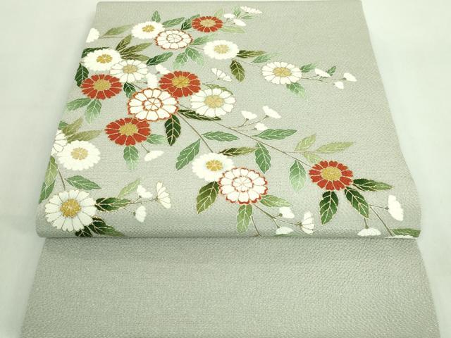 平和屋着物□極上 九寸開き名古屋帯 友禅 駒刺繍 枝花文