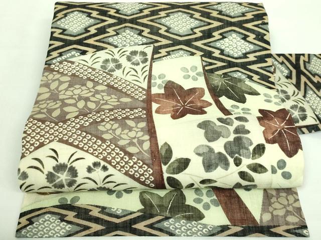 平和屋本店■極上　夏物　摺型友禅　京都　多ち花 　九寸名古屋帯　生紬地　誰が袖　逸品　未使用　DZAA8012kh5