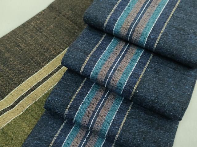 平和屋本店■極上　男性　本場結城玉紬　両面　角帯　結織苑　共箱付き　逸品　未使用　DZAA8042kh5