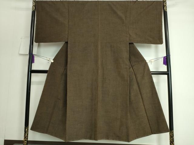 平和屋着物□極上 男性 紬 アンサンブル 長羽織 色無地 栗色 逸品 未使用