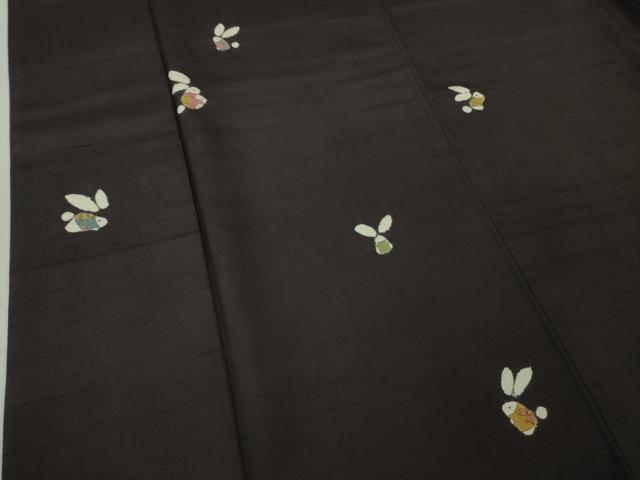 平和屋着物□極上 十日町 名門青柳謹製 赤城紬 草木染 絞り 兎 うさぎ 似せ