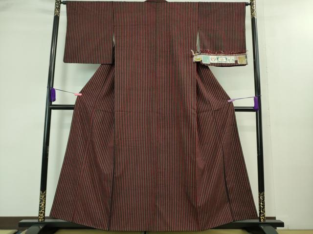 平和屋着物■極上　本場結城紬　重要無形文化財　奥順謹製　縞　証紙付き　逸品　DZAA8110kh5