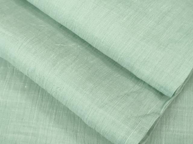 平和屋着物■極上　夏物　小千谷ちぢみ　色無地　白藍色　麻　逸品　未使用　DZAA8127kh5