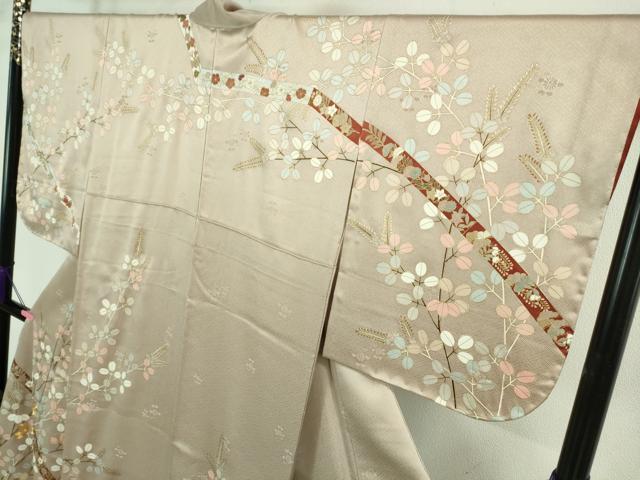 平和屋着物□極上 訪問着 駒刺繍 鬘帯 枝萩文 金彩 ます