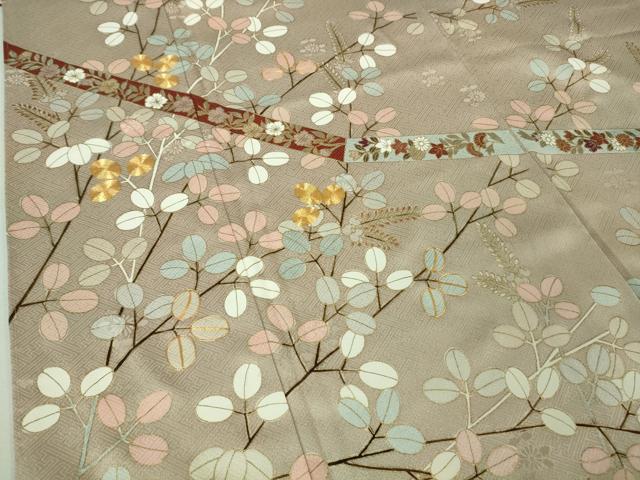 平和屋着物□極上 訪問着 駒刺繍 鬘帯 枝萩文 金彩 ます