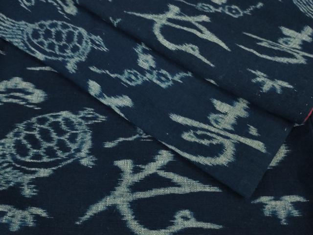 平和屋着物□極上 久留米絣 袷 綿 飛鶴寿 蓑亀 逸品 DZAA8139kh5