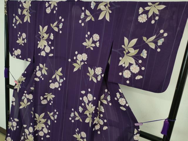 平和屋着物□極上 夏物 撫松庵 小紋・浴衣兼用 セオアルファ 紅梅織 草花