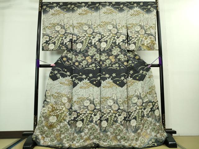 平和屋着物■極上　訪問着　辻が花　暈し染め　金彩　金通し地　仮絵羽　逸品　未使用　DZAA8158kh5