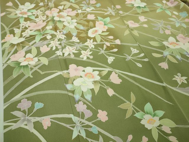 平和屋着物○極上 訪問着 友禅 枝花文 暈し染め 逸品 DZAA8168kh5の