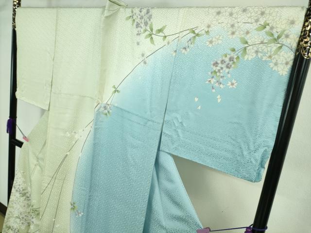 平和屋本店□極上 訪問着 枝垂れ花 暈し染め ロング丈 逸品 DZAA8182kh5