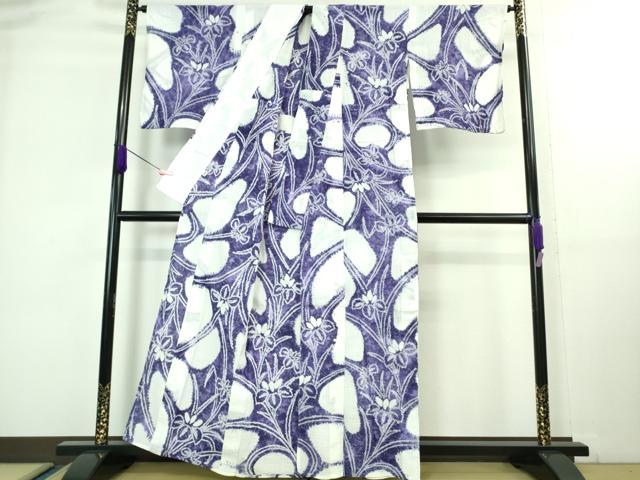 平和屋本店□極上 夏物 銀座秀粋 浴衣 有松鳴海絞り 杜若 綿紅梅 逸品