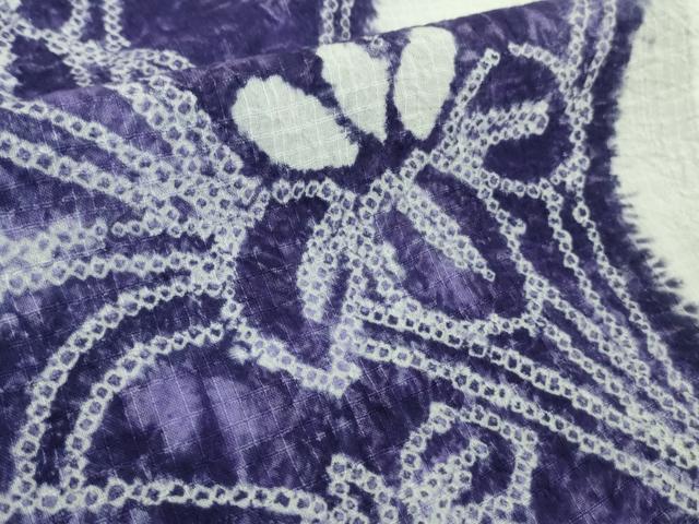 平和屋本店□極上 夏物 銀座秀粋 浴衣 有松鳴海絞り 杜若 綿紅梅 逸品