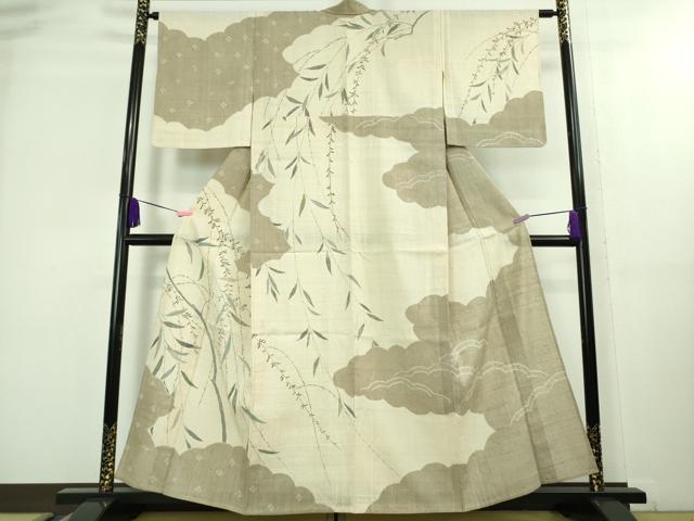 平和屋着物■極上　染織の名門　しょうざん  生紬　訪問着　単衣　枝垂れ柳　逸品　未使用　DZAA8187kh5