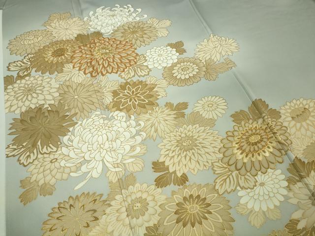 平和屋本店■極上　創業460年・千總　色留袖　駒刺繍　乱菊　スモークブルー色地　暈し染め　金彩　三越扱い　逸品　DZAA8195kh5 平和屋本店□極上 創業460年・千總 色留袖 駒刺繍 乱菊 スモーク