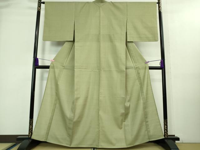 平和屋本店■極上　夏物　銀座もとじ　夏お召　間道　柳茶色地　逸品　DZAA8203kh5_1
