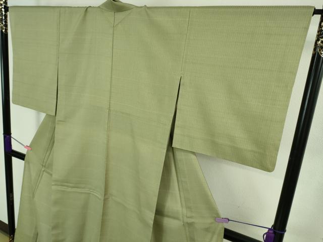 平和屋本店■極上　夏物　銀座もとじ　夏お召　間道　柳茶色地　逸品　DZAA8203kh5_3