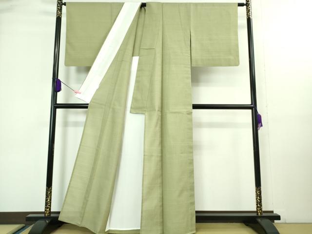 平和屋本店■極上　夏物　銀座もとじ　夏お召　間道　柳茶色地　逸品　DZAA8203kh5_2