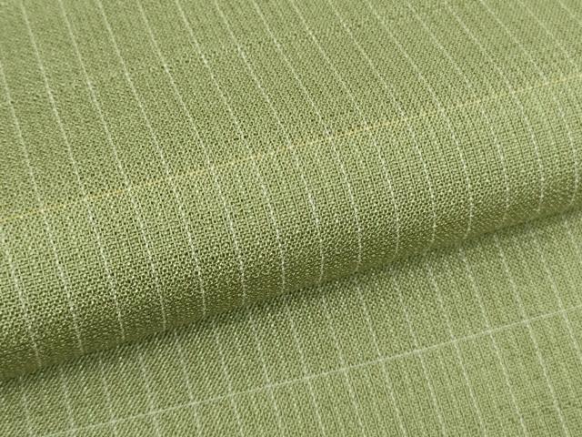 平和屋本店■極上　夏物　銀座もとじ　夏お召　間道　柳茶色地　逸品　DZAA8203kh5_6