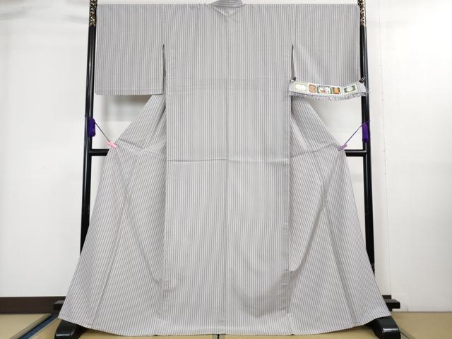 平和屋着物■極上　本塩沢　やまだ織　単衣　縞　小出マサイ作　証紙付き　逸品　DZAA8205kh5 平和屋着物□極上 本塩沢 やまだ織 単衣 縞 小出マサイ作