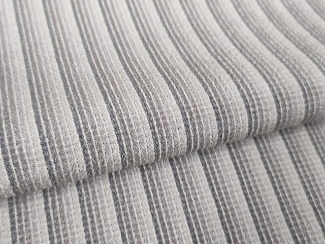 平和屋着物□極上 本塩沢 やまだ織 単衣 縞 小出マサイ作