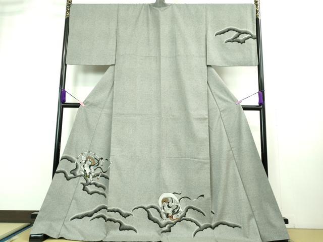 平和屋本店■極上　訪問着　お召地　風神雷神　ロング丈　逸品　DZAA8210kh5