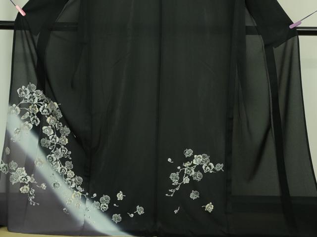 平和屋着物■極上　夏物　訪問着　絽　胡蝶蘭　濃紺地　暈し染め　金銀彩　逸品　未使用　DZAA8212kh5_3