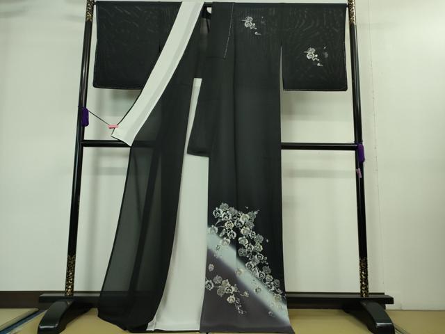 平和屋着物■極上　夏物　訪問着　絽　胡蝶蘭　濃紺地　暈し染め　金銀彩　逸品　未使用　DZAA8212kh5_1