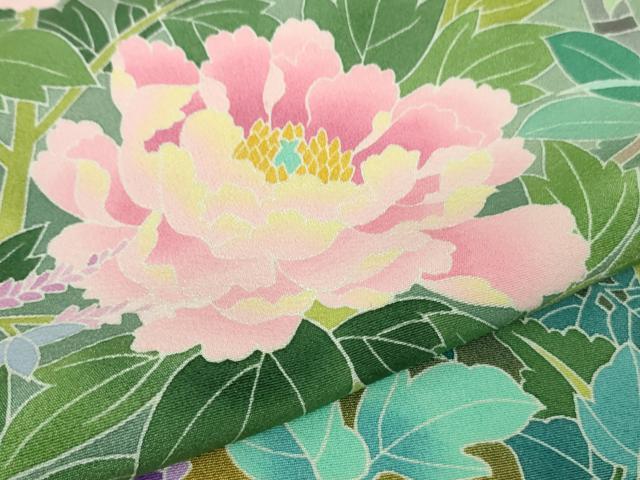 平和屋着物○極上 十日町友禅作家 阿部佳雪 訪問着 白樺 草花風景 暈し