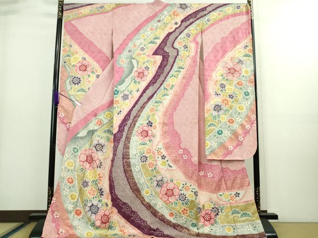 平和屋着物■極上　振袖　絞り　吉祥花松文　金彩　逸品　未使用　DZAA8230kh5