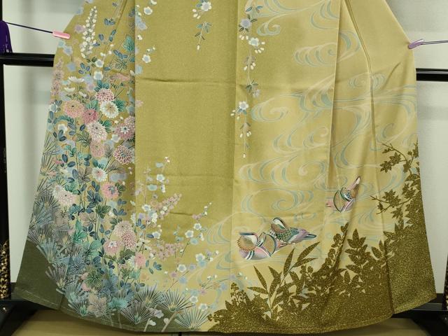 平和屋着物■極上　訪問着　鴛鴦　吉祥花文　たたき染め　暈し染め　金彩　逸品　未使用　DZAA8239kh5 平和屋着物○極上 訪問着 鴛鴦 吉祥花文 たたき染め 暈し染め 金彩