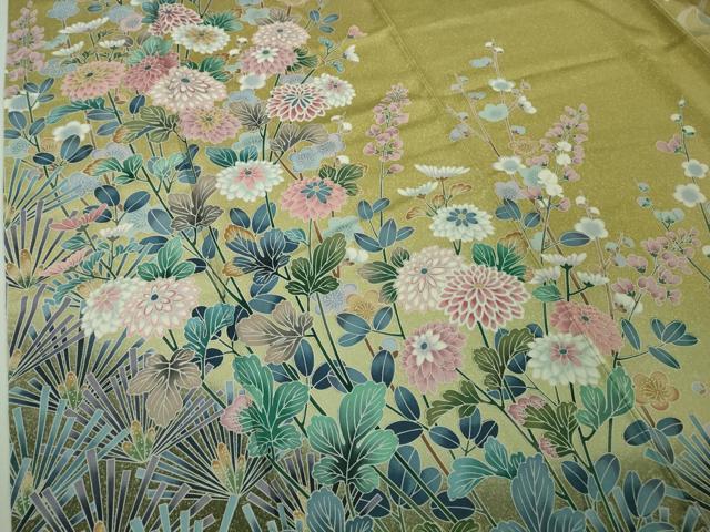 平和屋着物○極上 訪問着 鴛鴦 吉祥花文 たたき染め 暈し染め 金彩