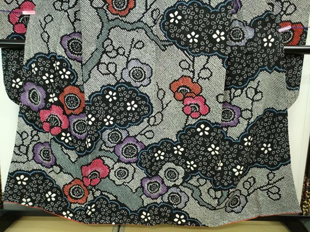 平和屋本店■極上　振袖　総絞り　梅文　黒地　逸品　未使用　DZAA8244kh5 平和屋本店□極上 振袖 総絞り 梅文 黒地 逸品 未使用 DZAA8244kh5