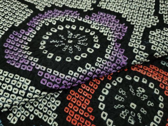 平和屋本店□極上 振袖 総絞り 梅文 黒地 逸品 未使用 DZAA8244kh5