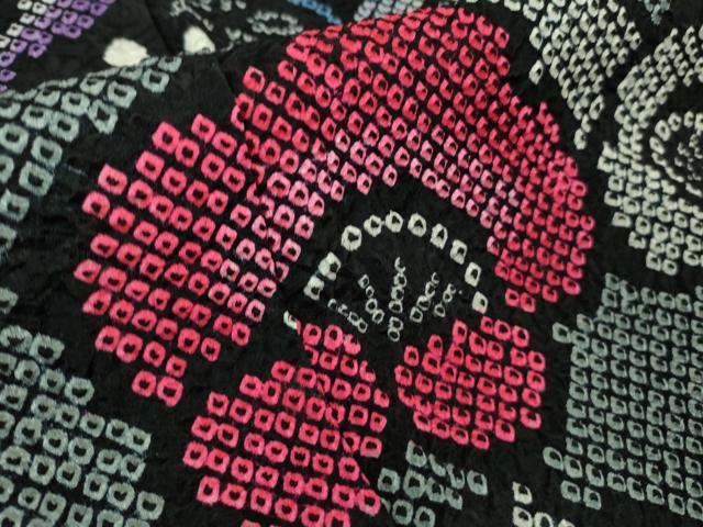 平和屋本店□極上 振袖 総絞り 梅文 黒地 逸品 未使用 DZAA8244kh5