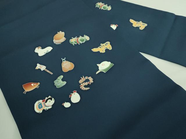 平和屋着物□極上 塩瀬 九寸名古屋帯 干支 十二支 金彩 褐返色