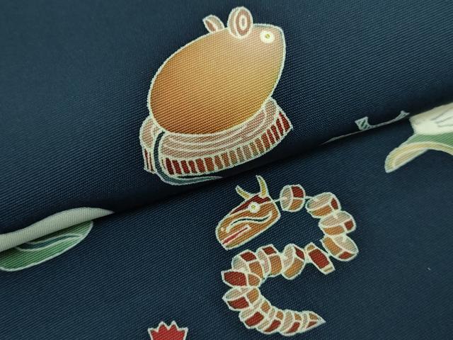 平和屋着物□極上 塩瀬 九寸名古屋帯 干支 十二支 金彩 褐返色