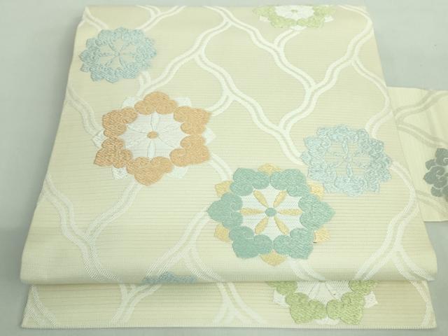 平和屋本店■極上　夏物　西陣　川島織物　九寸名古屋帯　正倉院花文　象牙色地　逸品　DZAA8290kh5