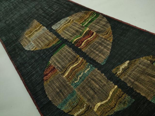 平和屋本店□極上 西陣 大光謹製 六通柄袋帯 パンダ 黒地 証紙