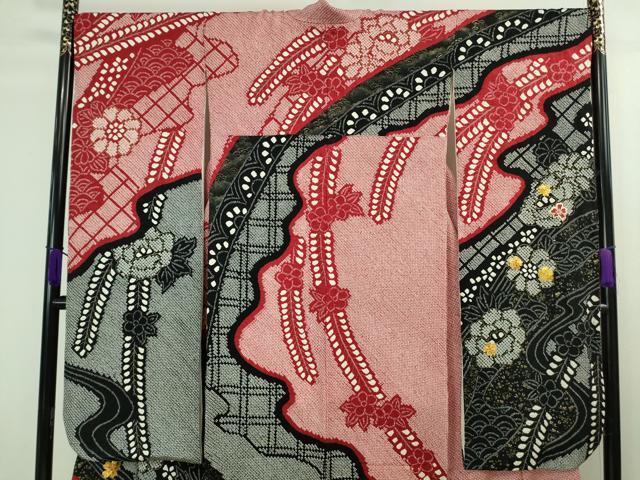 平和屋着物□極上 振袖・長襦袢(無双仕立て・半衿刺繍)・袋帯 3点セット