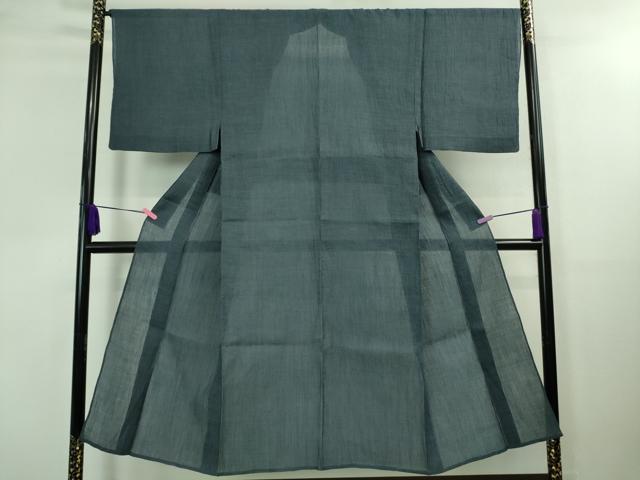 平和屋着物■極上　夏物　男性　本場小千谷ちぢみ　麻　色無地　鉄御納戸色　逸品　DZAA8362kh5