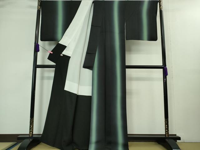 平和屋着物□極上 小紋 間道 暈し染め 黒地 逸品 DZAA8390kh5