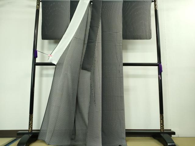平和屋着物□極上 夏物 小紋 絽 色紙並べ 黒×白 逸品 未使用