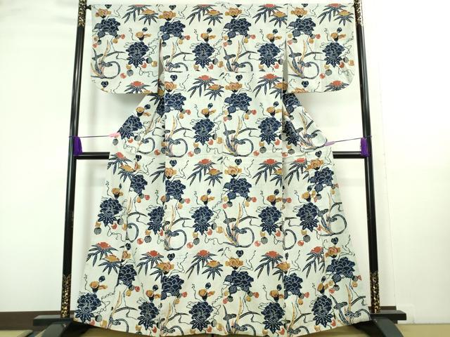 平和屋着物○六通柄袋帯 作家物 絞り 辻が花 銀通し地 正絹 逸品