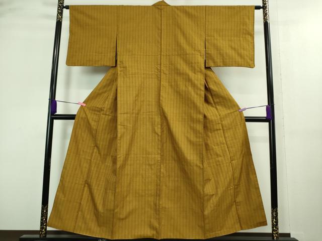 平和屋本店■極上　本場黄八丈　市松綾織　紬　間道　逸品　DZAA8420kh5 平和屋本店□極上 本場黄八丈 市松綾織 紬 間道 逸品 DZAA8420kh5