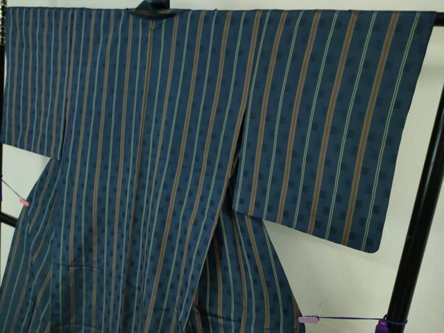 平和屋本店＊希少　沖縄県最高級織物　夏物　首里花倉織　首里織　花織・絽織・紗織　紺色地　逸品　DZAA8474kh6_3