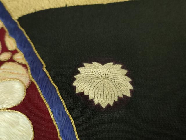 平和屋本店□極上 アンティーク 大正ロマン 振袖 駒刺繍 手刺繍 扇面流水花