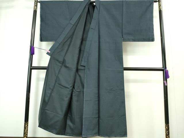 平和屋着物□極上 男性 お召 アンサンブル 亀甲柄 藍鉄色地 逸品 未  