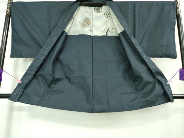 平和屋着物□極上 男性 お召 アンサンブル 亀甲柄 藍鉄色地 逸品 未  